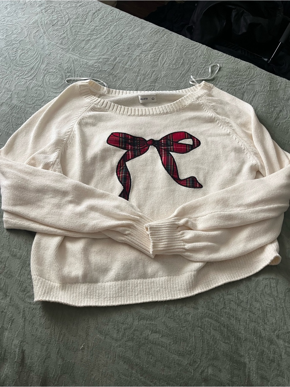 Hollister Women’s Sweater with Red Plaid Bow